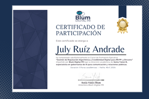Certificado Oficial - Gestión de Reputación Algorítmica Blum Digital PR